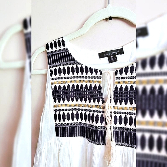 5th & Love Midi Woven Dress w/ Embellished Tie-String Neckline (M) Like New - Picture 2 of 2